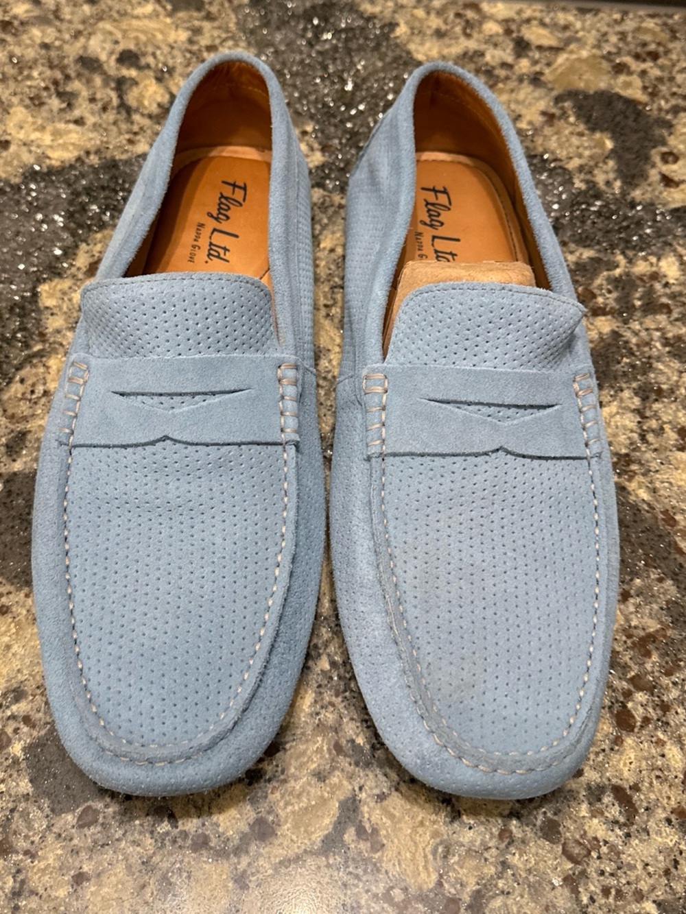 Flag Ltd. Men's Sky Blue Morgan Perf Penny Driving Slip-on Loafer Suede Sz 12